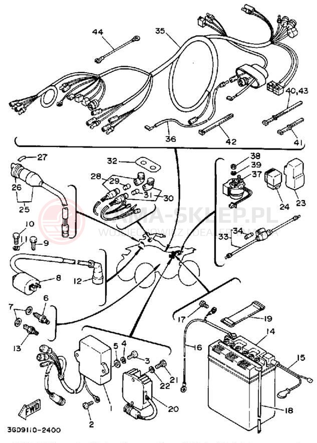 Schemat "układ elektryczny" do Yamaha WARRIOR YFM350XD_M