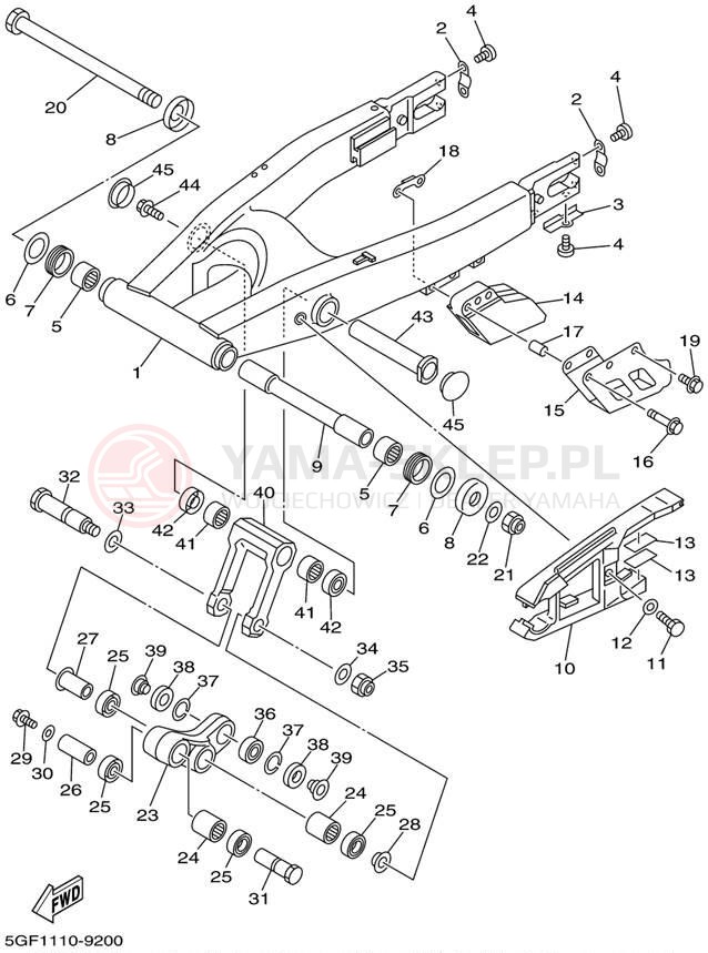 Schemat "wahacz" do Yamaha TTR250 TTR250LC/TTR250L