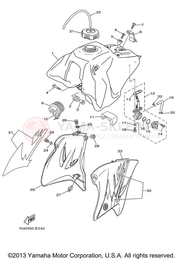 Schemat "zbiornik paliwa" do Yamaha TT-R230 TTR230V