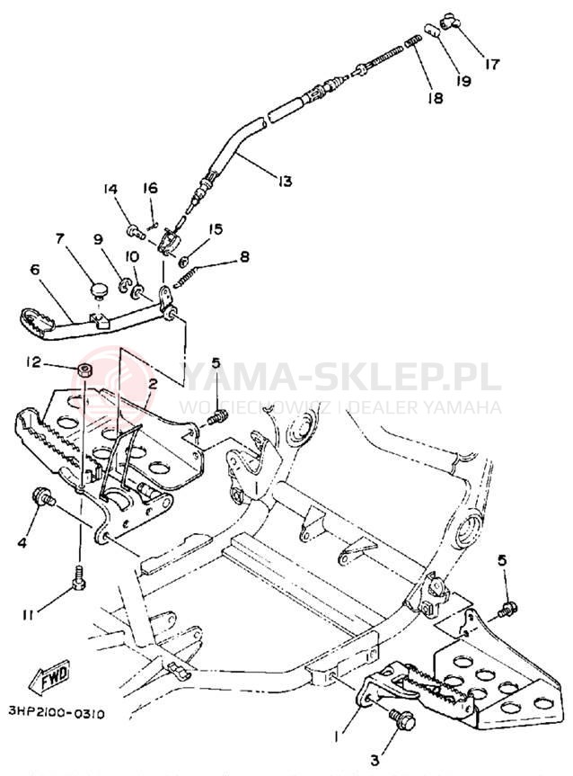 Schemat "Stopka postojowa i podnóżki" do Yamaha MOTO-4 YFM350ERD