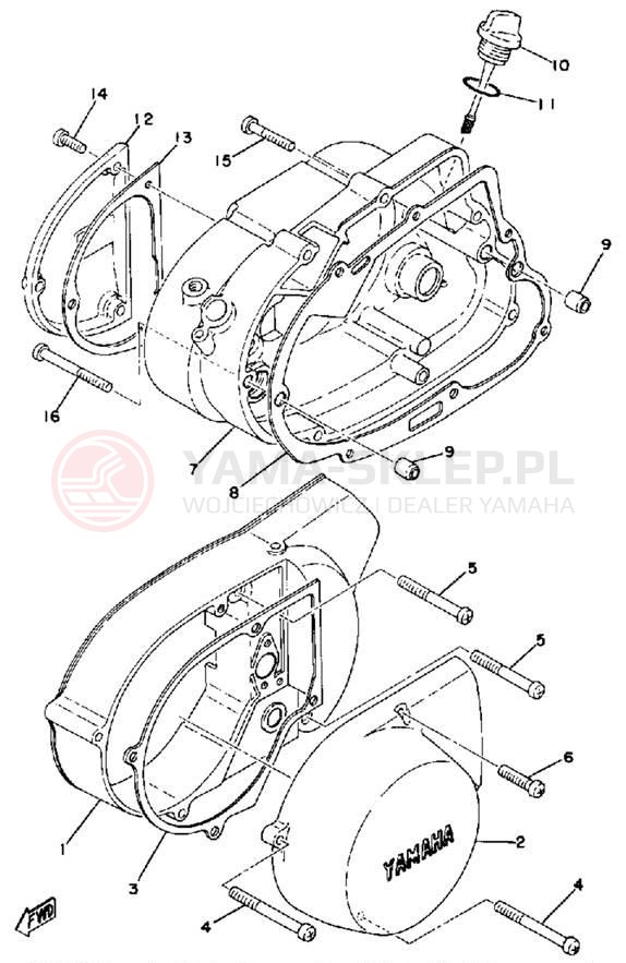 Schemat "Pokrywa silnika" do Yamaha DT125C