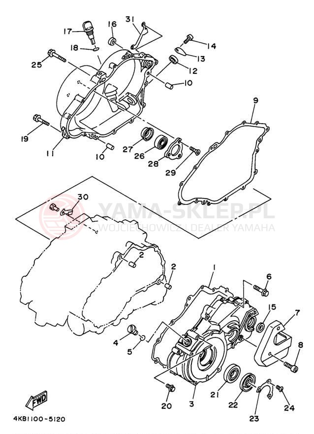 Schemat "Pokrywa silnika" do Yamaha BIG BEAR 4WD YFM350FWBJ