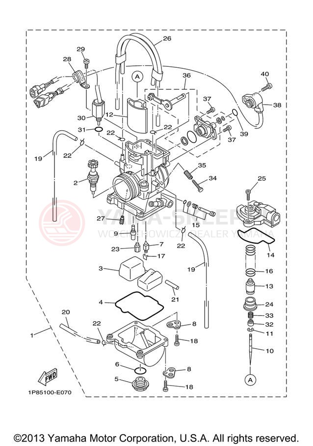 Schemat "Gaźnik" do Yamaha YZ250 YZ250X