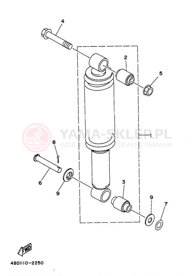 Schemat "zawieszenie tył" do Yamaha TIMBERWOLF 2WD YFB250UJ_M