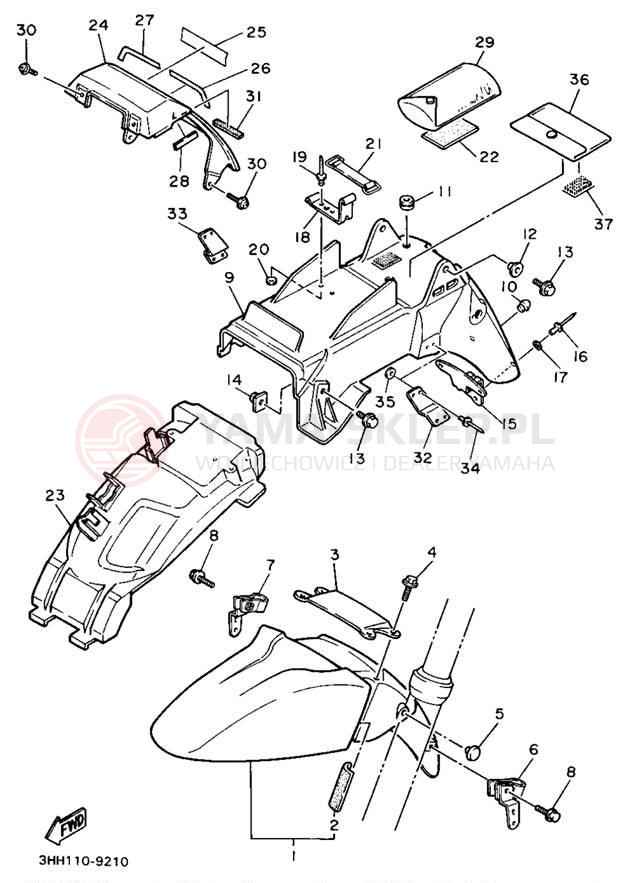 Schemat "błotnik" do Yamaha FZR600W