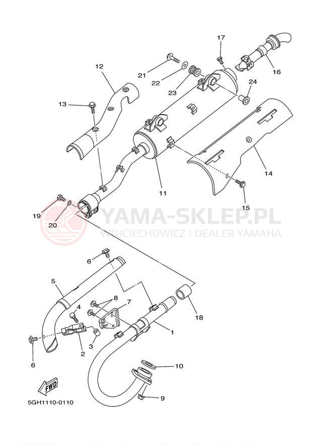 Schemat "Wydech końcowy" do Yamaha KODIAK 2WD YFM400AN