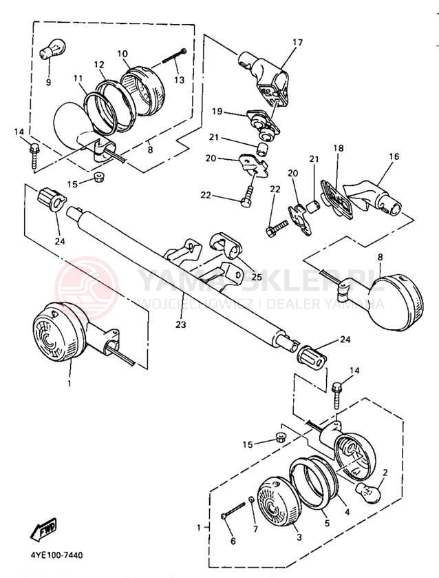 Schemat "kierunkowskazy" do Yamaha XVZ13LTJ/XVZ13LTJC