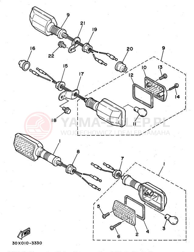 Schemat "kierunkowskazy" do Yamaha XT350KC/XT350K