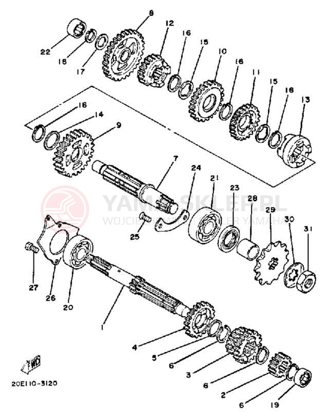 Schemat "Skrzynia biegów " do Yamaha YT175K