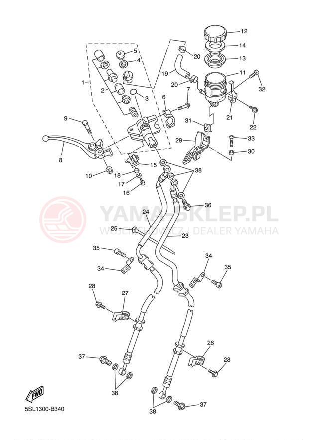 Schemat "Pompa hamulcowa przednia" do Yamaha YZFR6 YZFR6R/YZFR6RC