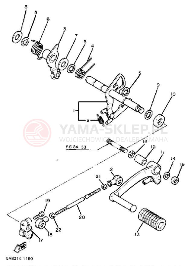 Schemat "Dźwignia zmiany biegów, wałek" do Yamaha XV920RH