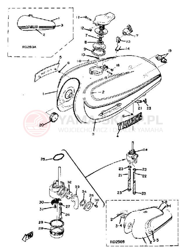 Schemat "zbiornik paliwa" do Yamaha RD250