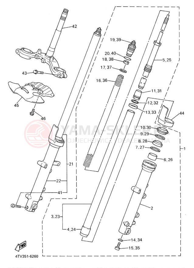 Schemat "Amortyzatory przód" do Yamaha YZF600R YZF600RT/YZF600RTC