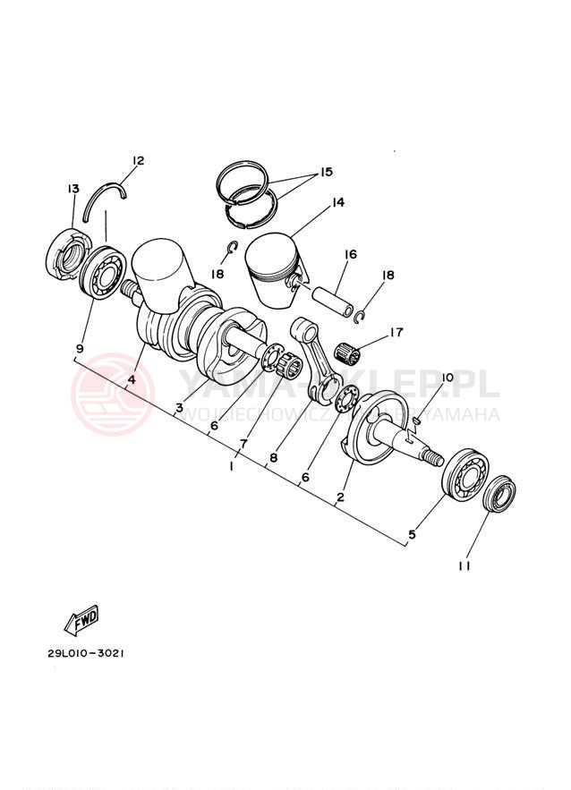 Schemat "Wał korbowy, tłok" do Yamaha BANSHEE SE YFZ350SET
