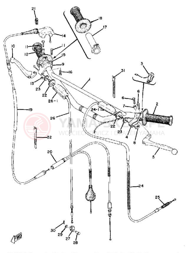 Schemat "Kierownica i osprzęt" do Yamaha MX175B