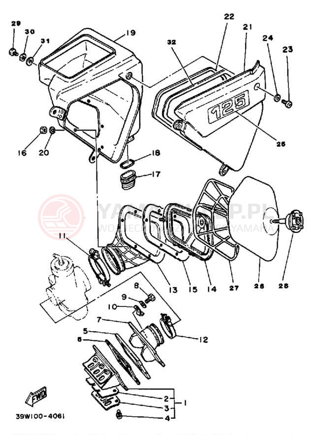 Schemat "Filtr powietrza" do Yamaha YZ125L