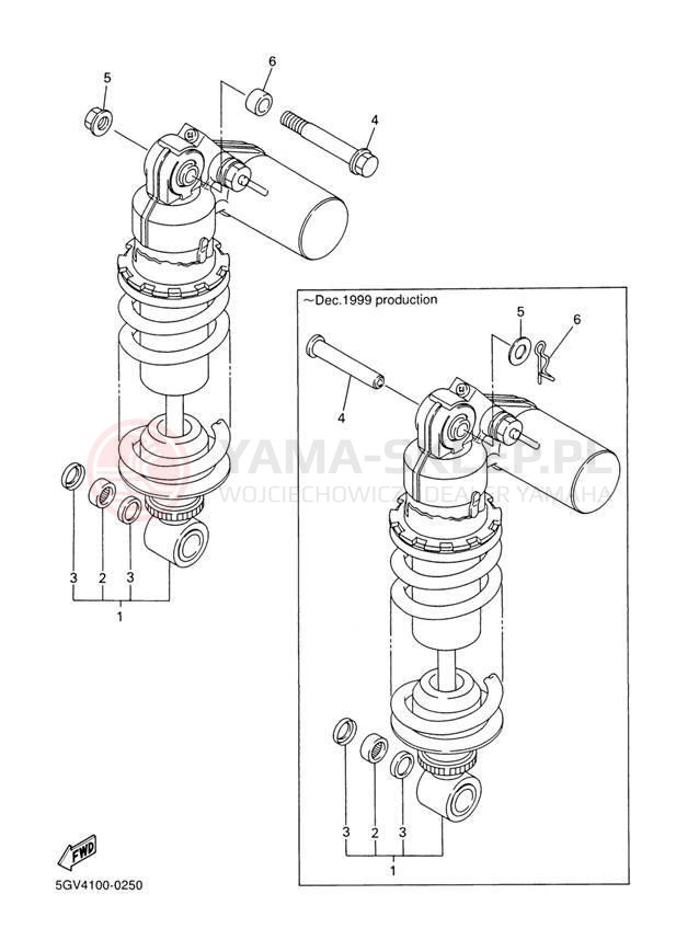 Schemat "zawieszenie tył" do Yamaha R6 YZFR6M/YZFR6MC