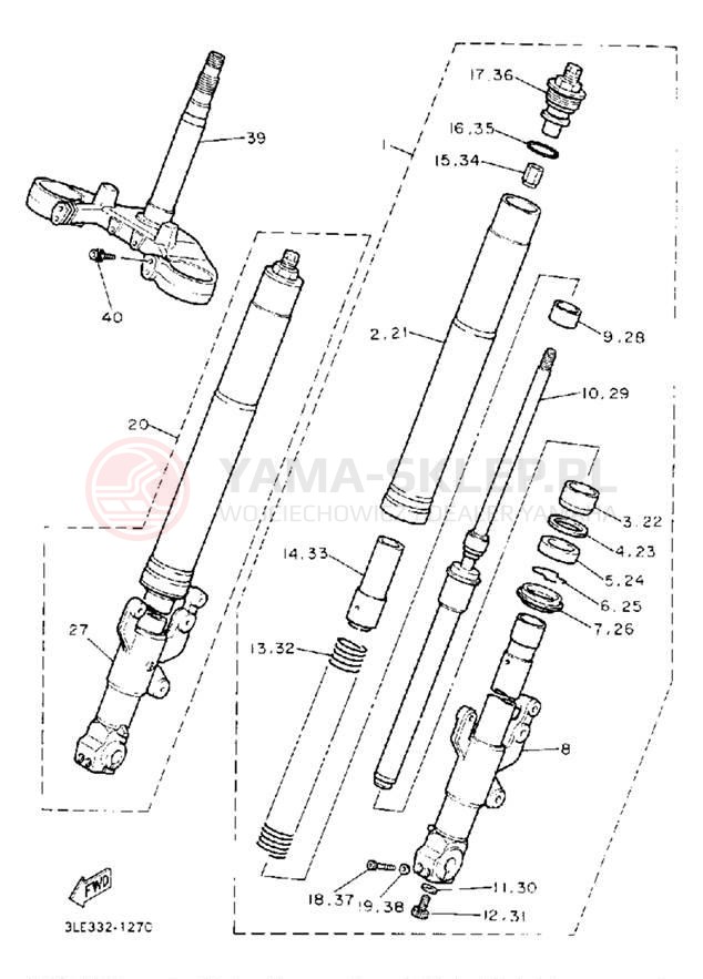 Schemat "Amortyzatory przód" do Yamaha FZR1000D/FZR1000DC