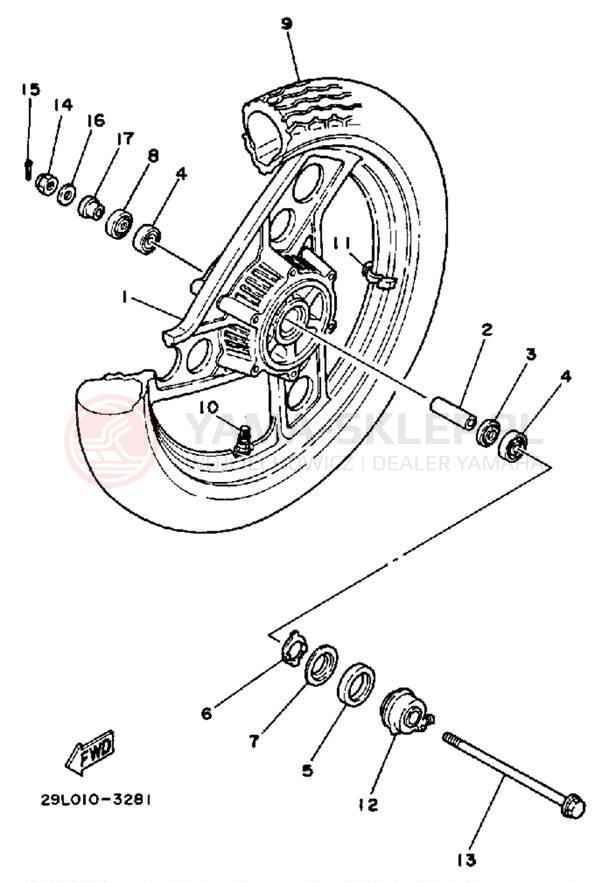 Schemat "Koło przód" do Yamaha RZ350NCII/RZ350NC/RZ350N