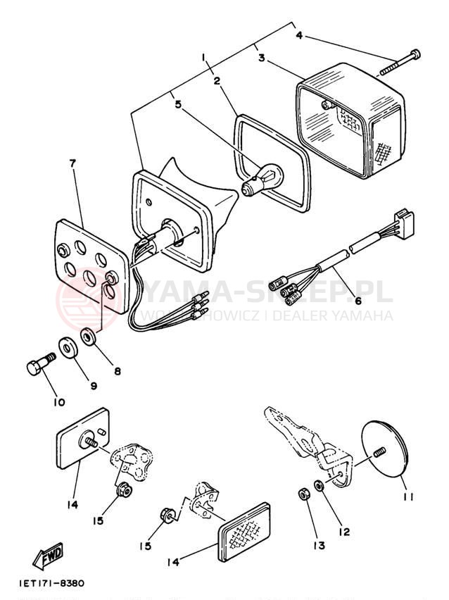 Schemat "lampa tył" do Yamaha XT350J/XT350JC