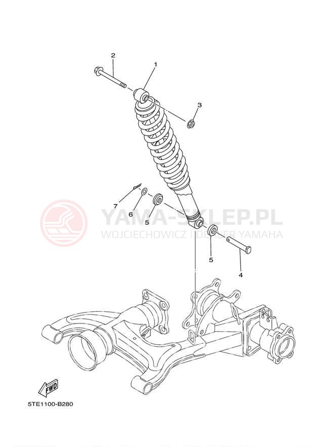 Schemat "zawieszenie tył" do Yamaha WOLVERINE 350 2WD YFM35XYL