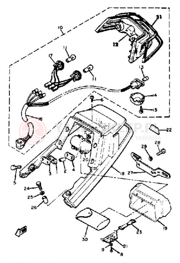 Schemat "Oświetlenie tył" do Yamaha XJ750RH