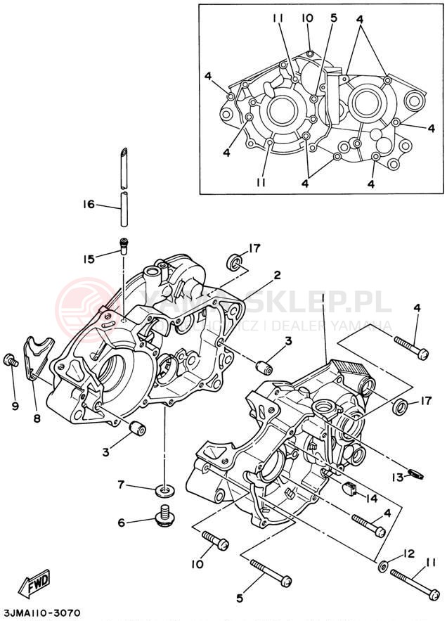 Schemat "Obudowa silnika" do Yamaha BLASTER YFS200P