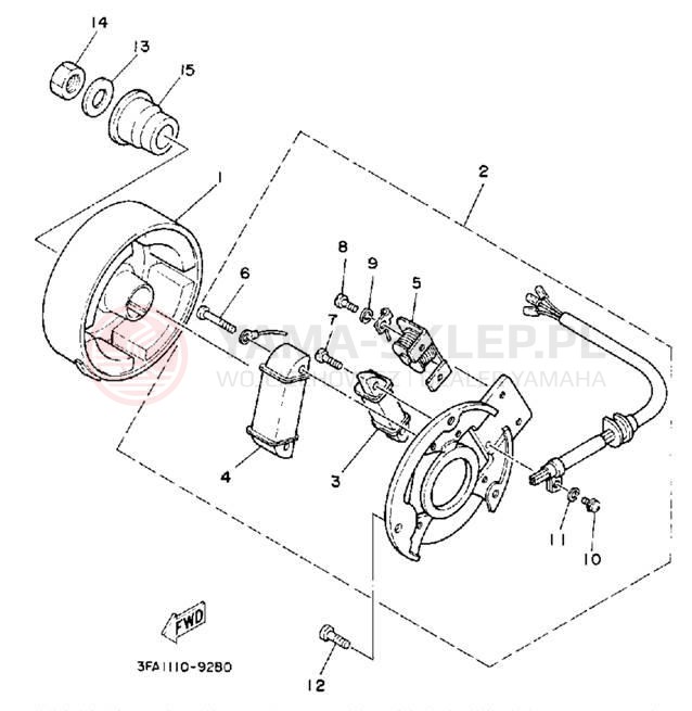 Schemat "prądnica" do Yamaha YFA1D