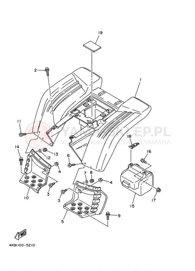 Schemat "Tylny błotnik" do Yamaha WOLVERINE 4WD YFM350FXR