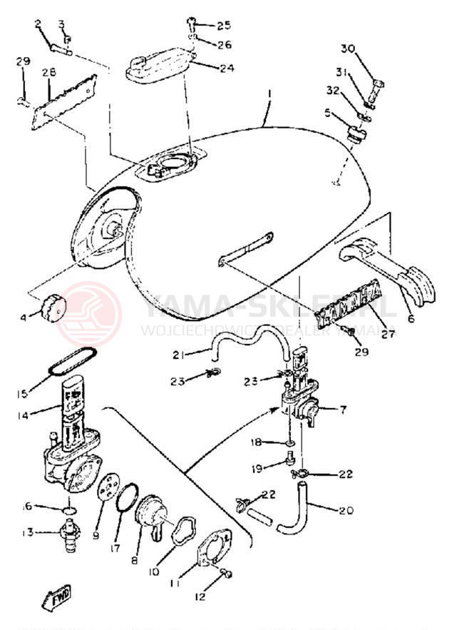 Schemat "zbiornik paliwa" do Yamaha XS400SG
