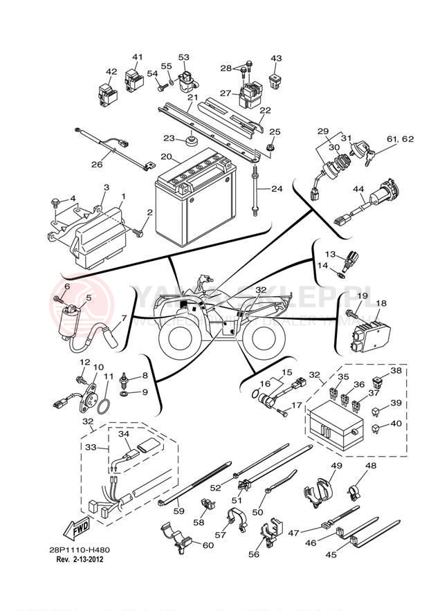 Schemat "układ elektryczny" do Yamaha GRIZZLY 700 4WD YFM7FGAL