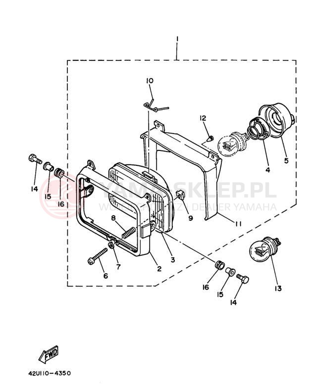 Schemat "Lampa przód" do Yamaha XT350J/XT350JC