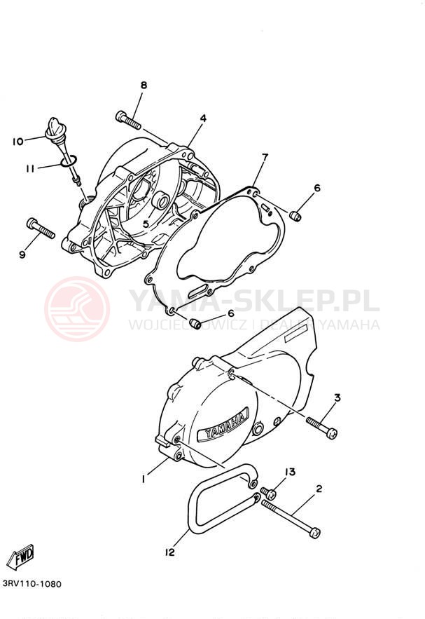 Schemat "Pokrywa silnika" do Yamaha YZINGER PW80N1