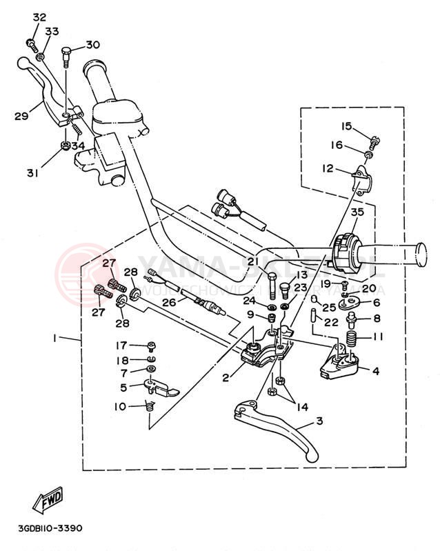 Schemat "Kierownica i osprzęt" do Yamaha WARRIOR YFM350XH