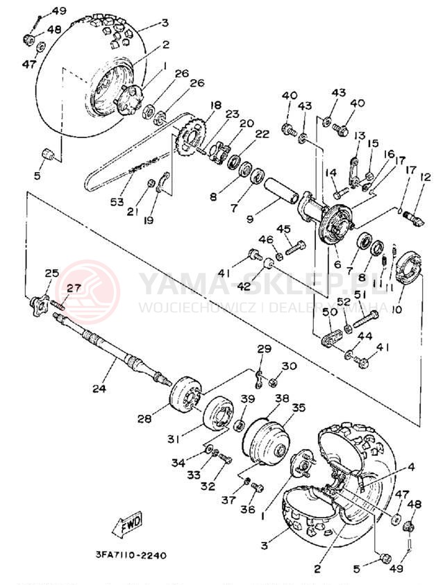 Schemat "Koło tył" do Yamaha YFA1D