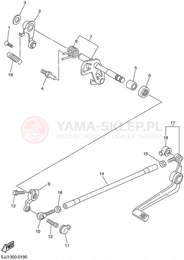 Schemat "Dźwignia zmiany biegów, wałek" do Yamaha YZFR1 YZFR1SN/YZFR1SNC