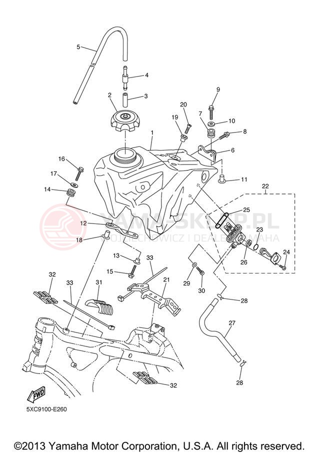 Schemat "zbiornik paliwa" do Yamaha YZ250F YZ250FXL/YZ250FXW