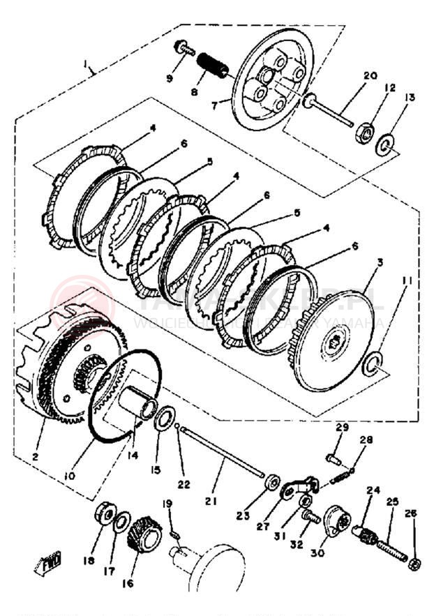 Schemat "sprzęgło" do Yamaha DT80J