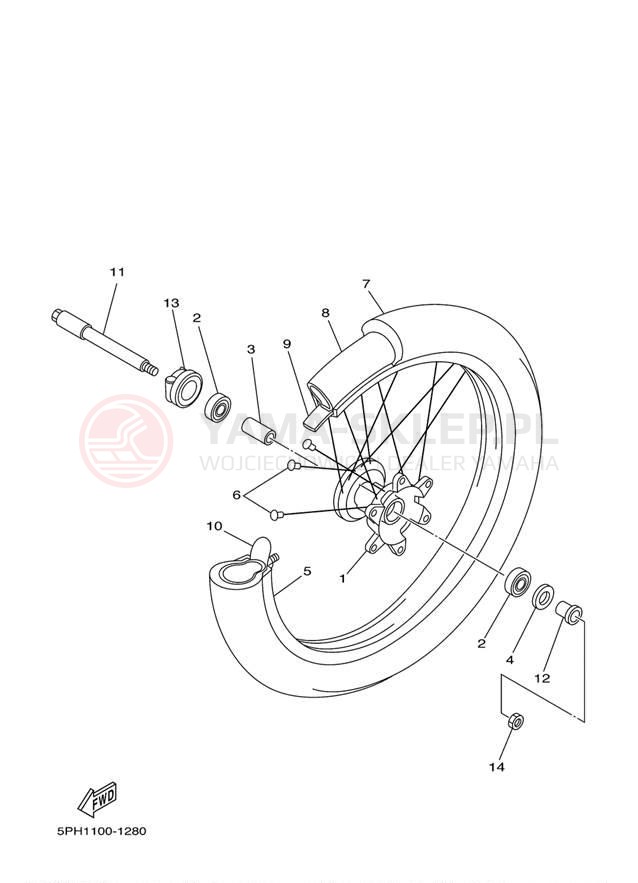 Schemat "Koło przód" do Yamaha WR250F WR250FP