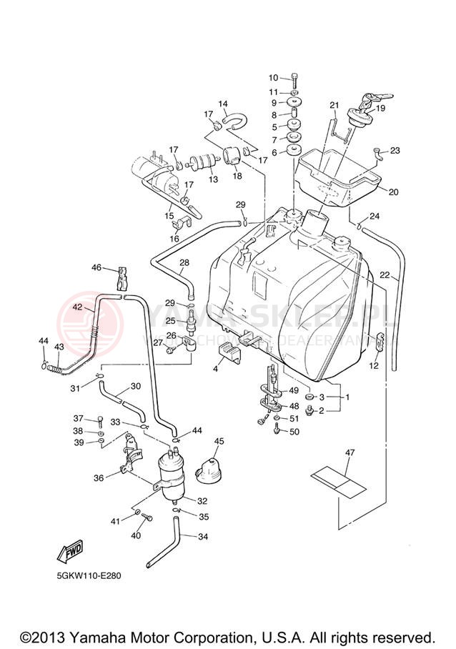 Schemat "zbiornik paliwa" do Yamaha V-MAX VMX12VC/VMX12V