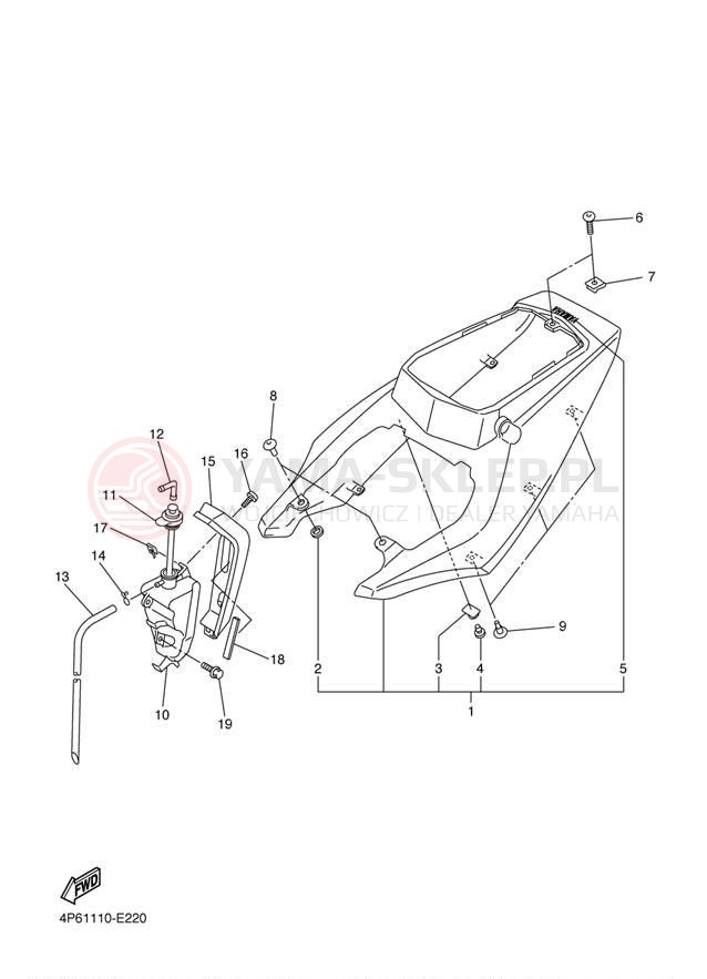 Schemat "Pokrywa boczna" do Yamaha R6S YZFR6SV/YZFR6SVC