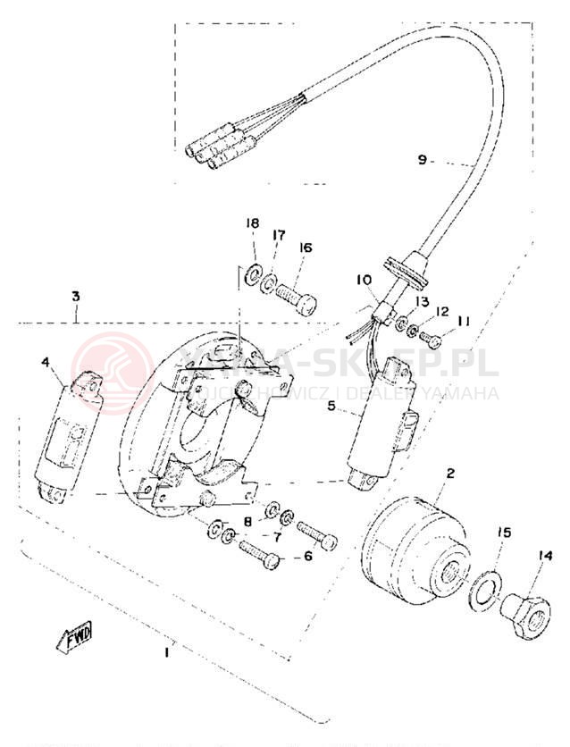 Schemat "Moduł zapłonowy - cewka" do Yamaha MX125C