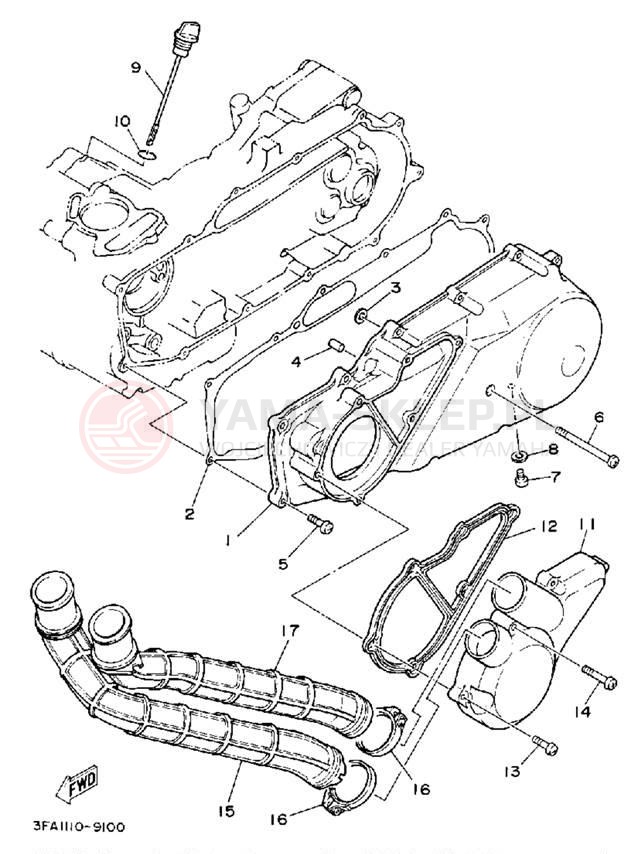 Schemat "Pokrywa silnika" do Yamaha YFA1D