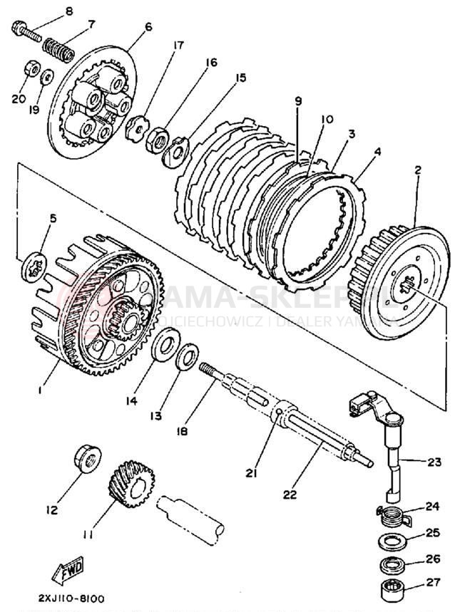 Schemat "sprzęgło" do Yamaha BLASTER YFS200B
