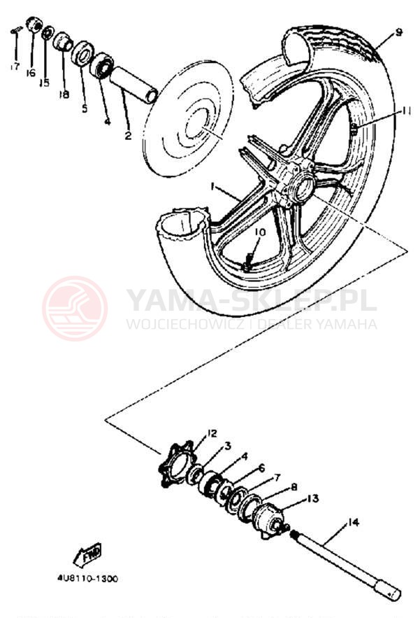Schemat "Koło przód" do Yamaha XJ550RK