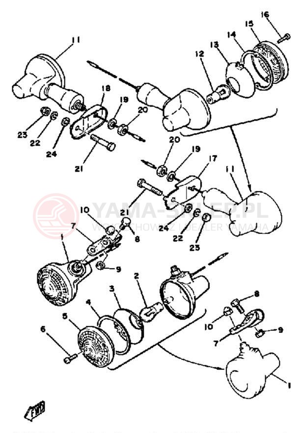 Schemat "kierunkowskazy" do Yamaha DT100J