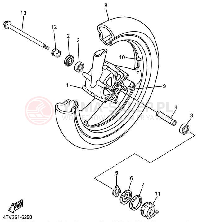 Schemat "Koło przód" do Yamaha YZF600R YZF600RL/YZF600RLC