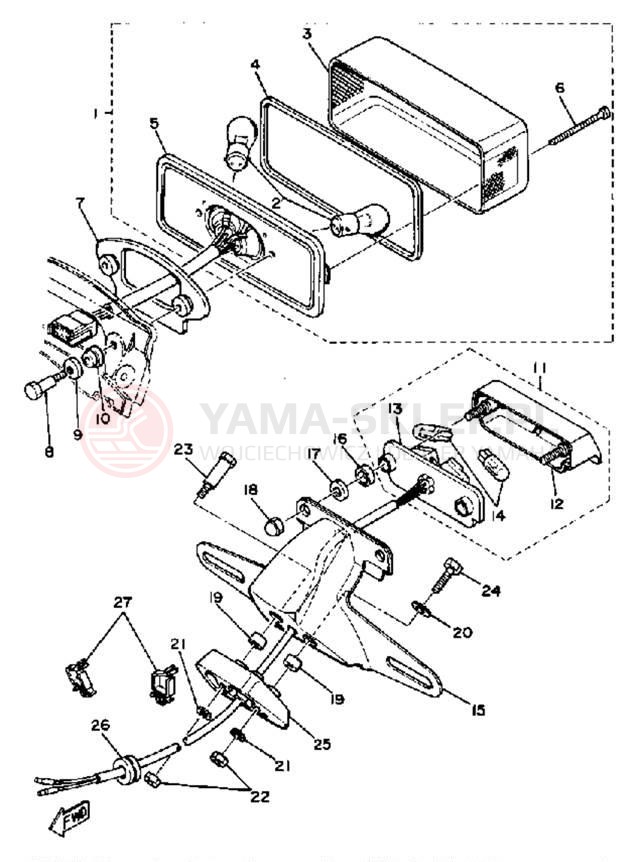 Schemat "lampa tył" do Yamaha XS650SH