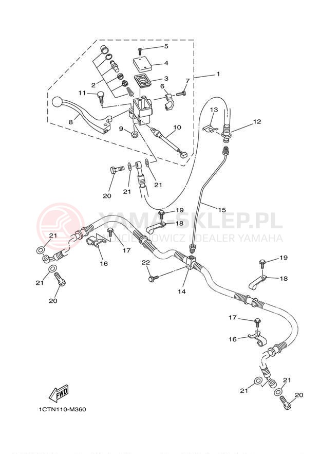 Schemat "Pompa hamulcowa przednia" do Yamaha GRIZZLY 450 EPS 4WD YFM45FGPDL