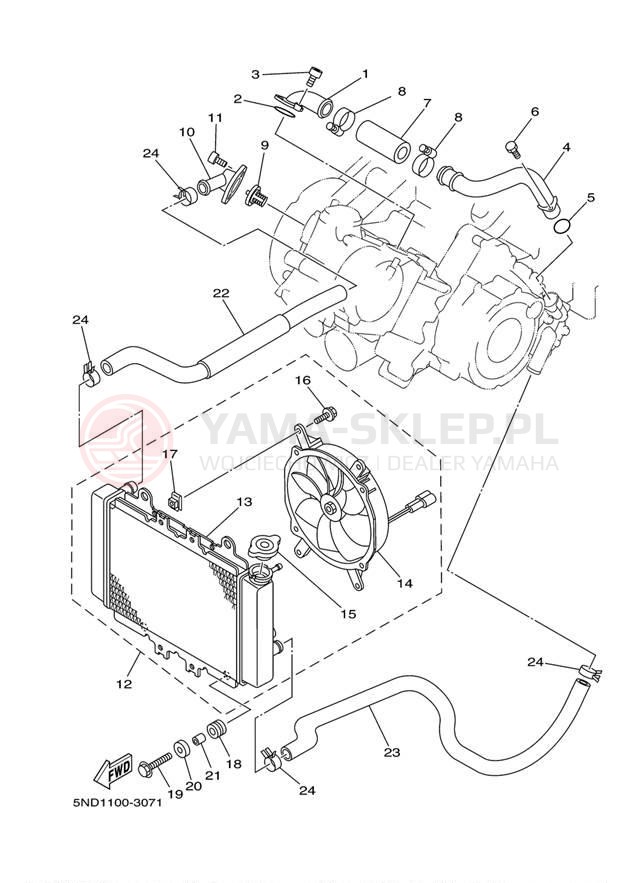 Schemat "Układ chlodzenia" do Yamaha GRIZZLY 450 YFM45FGW